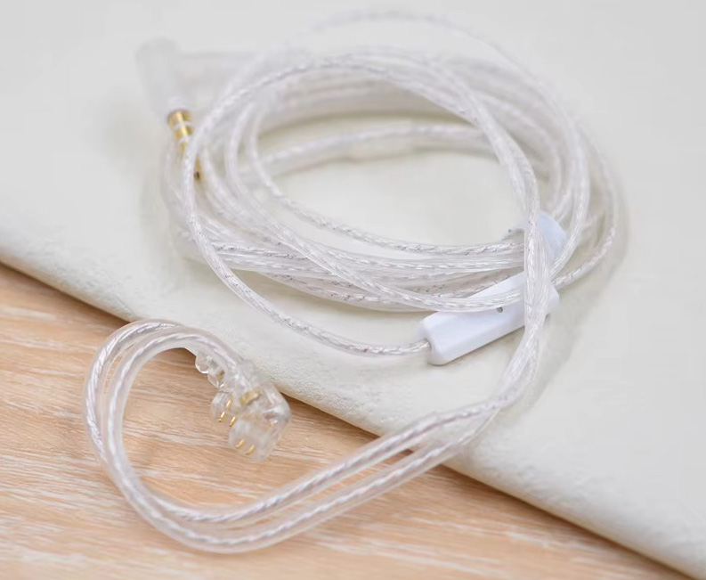 Посеребренный кабель для наушников KZ Silver Cable с микрофоном 2-pin 3.5 мм